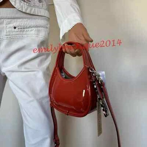 Coach Mini Ergo Bag In Crinkle Patent Coachtopia leather Crossbody Deep Orange - Picture 1 of 15