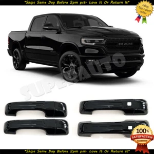 For ALL NEW 2019-2023 Ram 1500 GLOSSY BLACK 4 Dr Handle Cover WITH 2 Smartkey - Picture 1 of 2