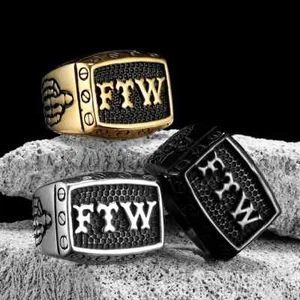 Men's Stainless Steel Biker Out Law Motorcycle FTW Ring Middle Finger Up Gift - Picture 1 of 27