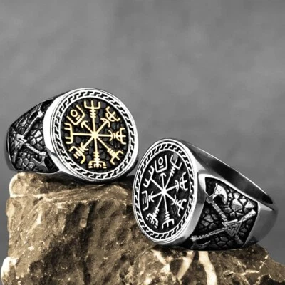Anillo runa vikinga para hombre moda nórdica accesorios para dedos masculinos joyería regalo Foto 1 de 4