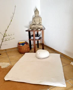 Meditationskissen Set mit Matte Unterlage Sitzkissen Yogakissen * Naturweiß * - Bild 1 von 4