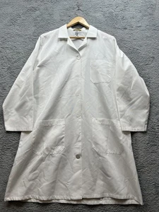 Red Kap Men's White Lab Coat Size L RG 3-Pocket Long Sleeve Medical Industrial - Picture 1 of 4