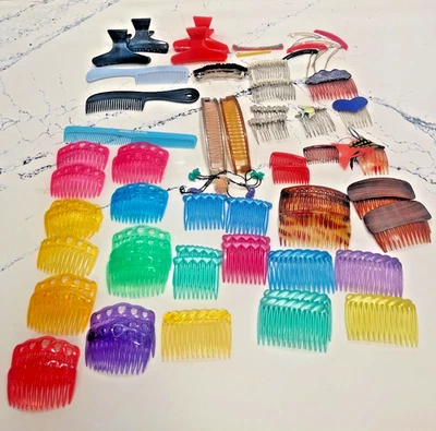 Vintage Lot of 50+ Hair Accessories 80's Banana Clips  Side Combs Goody Comb - Image 1 of 4