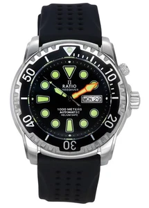 Orologio subacqueo automatico Ratio FreeDiver 1068HA90-34VA-BLK-V02 1000M orologio da uomo - Foto 1 di 4