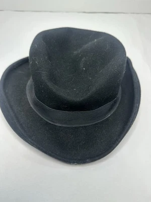 Vintage Betmar Fedora Hat Black 100% Wool Felt USA Made Feather Accent - Image 1 of 4