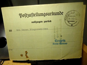 Postzustellungsurkunde Forst/Teupitz Kreis Teltow 29.1.1940 nach Teupitz - Bild 1 von 3