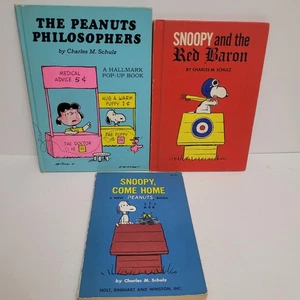 Vintage Peanuts The Peanuts Philosphers Pop Up Book,Snoopy Red Baron Lot of 3 - Picture 1 of 7