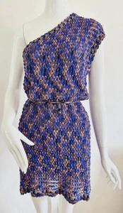 Missoni Mini dress knit crochet Purple Gold Viscose Summer Zig-Zag Size IT 44 M - Picture 1 of 23