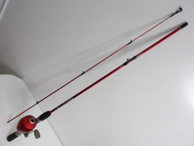 ZEBCO SLINGSHOT ROD REEL FISHING SPINCAST COMBO RED PUSH BUTTON EUC - Image 1 of 4