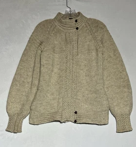 VTG Eddie Bauer Wool Knit Sweater Womens Medium Full Hidden Zip Football Buttons - Picture 1 of 14