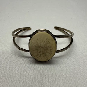Brazalete Brazalete Vintage Plata Esterlina Blanco Diseño Mariposa Navajo Roto - Imagen 1 de 7