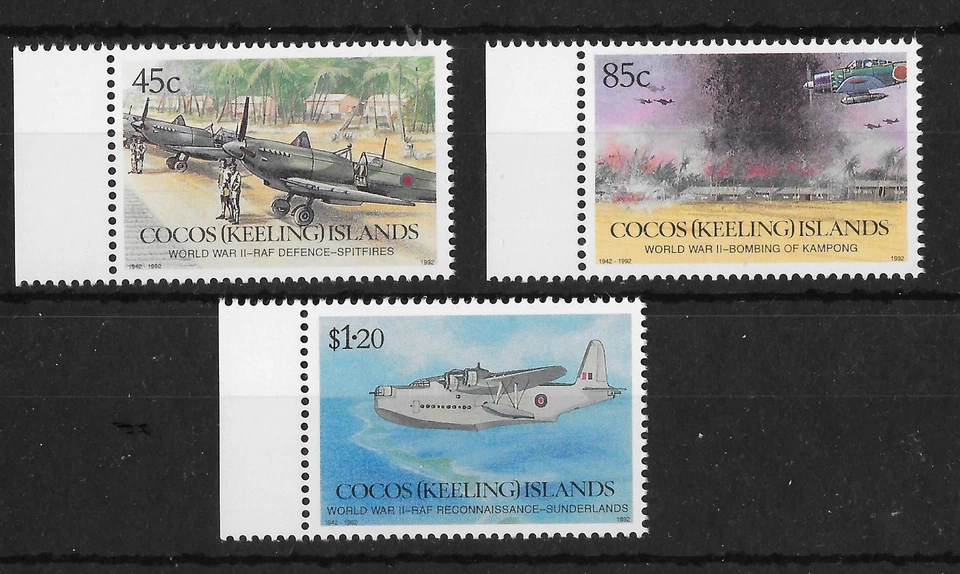 Cocos Keeling Is 1992 50th Anniv WW2 sg270-272 MNH/UMM - Bild 1 von 1