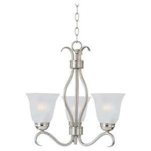 Maxim 10123FTOI - Basix 3 Light 19" Chandelier Ice Glass Satin Nickel NEW - Picture 1 of 3