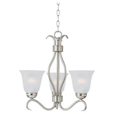 Maxim 10123FTOI - Basix 3 Light 19" Chandelier Ice Glass Satin Nickel NEW - Image 1 of 3