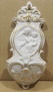 Antike Porzellan Weihwasser Wandbehälter 15cm Madonna mit Kind - Bild 1 von 5
