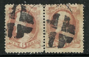 Sc #159/186 Pair Crossroad Fancy Cancel 6 Cent Lincoln Banknote 1879 US 89B61 - Picture 1 of 3