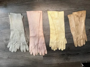 4 LOT Vintage Womens Size 6, 6.5, 7 Soft Leather Formal 15" Long Opera Gloves - Picture 1 of 8