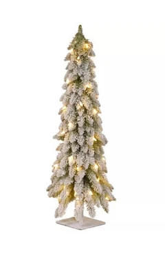 National Tree 24" Snowy Downswept Forestree with Metal Plate and 50 Clear Lights - Image 1 of 4
