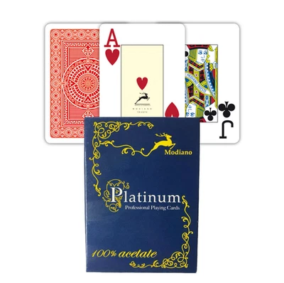 Ramino Acetato 2 Jumbo Index Red Playing Cards Deck Plastic Modiano Italy NEW - Image 1 of 3