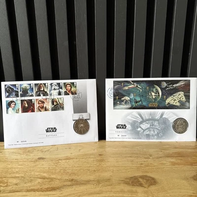 2015 GB Stamps, Medal First Day Cover FDC - Star Wars, Battles & Vehicles Set - Image 1 of 4