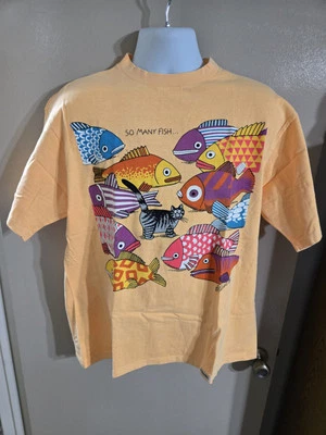 Camiseta Crazy Shirts Hawaii B. Kliban Cat Tantos Peces Tan Poco Tiempo Talla Grande Foto 1 de 4