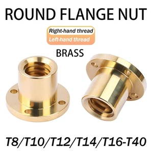 Brass Round Flange Trapezoidal Nut for Threaded Rod Lead Screw T8/T10/T12 - T40 - Picture 1 of 50