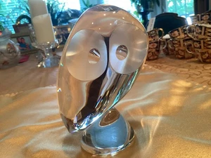Mid-Century Signed STEUBEN Art Glass Owl Sculpture 5 1/2” by Donald Pollard - Picture 1 of 13