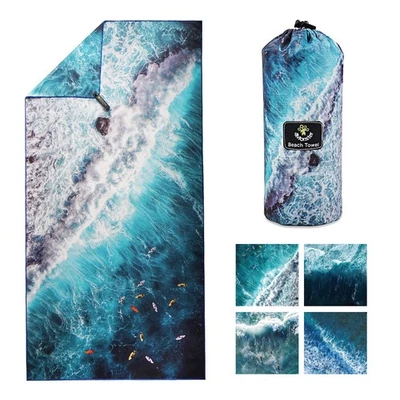 Toalla de playa de microfibra de secado rápido, toalla de viaje ligera súper absorbente para... Foto 1 de 4