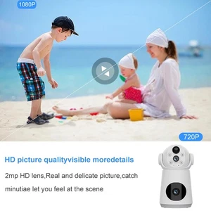 Security Camera Wireless WiFi 360° Rotating Motion Detection Double Lens Camera - Picture 1 of 12