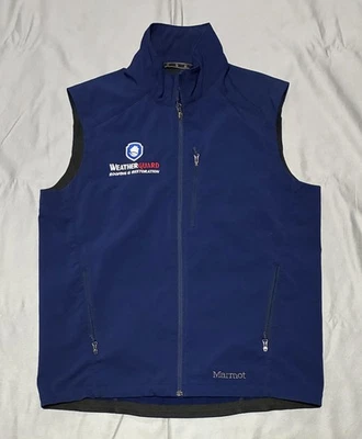 Marmot Approach Vest Mens Large Blue Softshell Fleece Lined Full Zip Pockets - Image 1 of 4