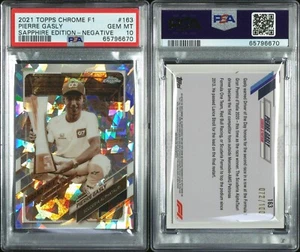2021 Topps F1 Chrome PIERRE GASLY AlphaTauri Negative Sapphire /100 PSA 10 #163 - Picture 1 of 3