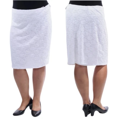 Alfani Women's Size 16 Lace Elastic Waistband White Above the Knee Skirt NWT - Image 1 of 4