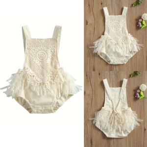 Newborn Baby Girl Summer Clothes Outfit Sleeveless Romper One Piece Bodysuit Set - Picture 1 of 11