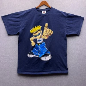 DJ Street Style Herren L Skate Punk Baggie Jeans coole Grafik marineblau T-Shirt Y2K Vintage - Bild 1 von 8