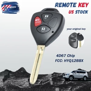 Upgraded Flip Remote Key Fob 3 Button for Toyota Highlander 2004 2005 2006 2007+ - Imagen 1 de 4