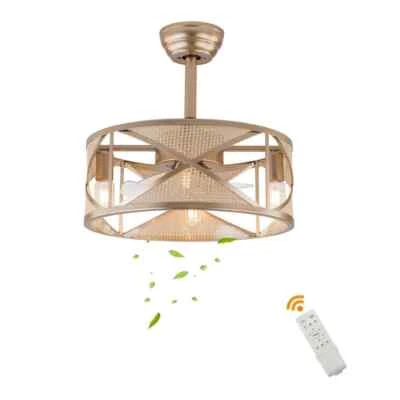 OUKANING 18 in. Indoor Champagne Gold Modern 6-Speed Ceiling Fan with Remote - Image 1 of 4