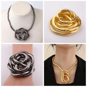 Alloy Flexible Choker Gold Color Bracelet Dragon Necklace Jewelry Accessories - Picture 1 of 20