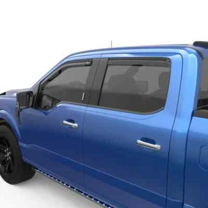 EGR Smoke BLK Rain Guards Vent Visors for 2017-2021 Ford F150 F250 F350 Crew Cab - Picture 1 of 6