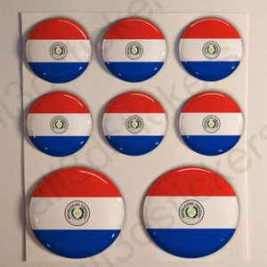 Stickers Paraguay Gel Domed Resin 3D Flags Paraguay Vinyl Sticker Decals Helmet - Picture 1 of 1