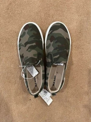 Zapatos Mocasines Antiguos Azul Marino Sin Cordones Jóvenes Niños Talla 5 Verde Camuflaje Camuflaje NUEVO Foto 1 de 4