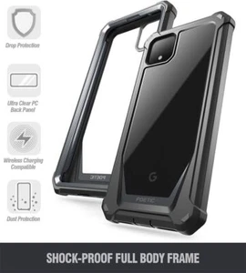 For Google Pixel 4 Case Clear Back Shockproof Cover 360 Full Coverage Black - Picture 1 of 7