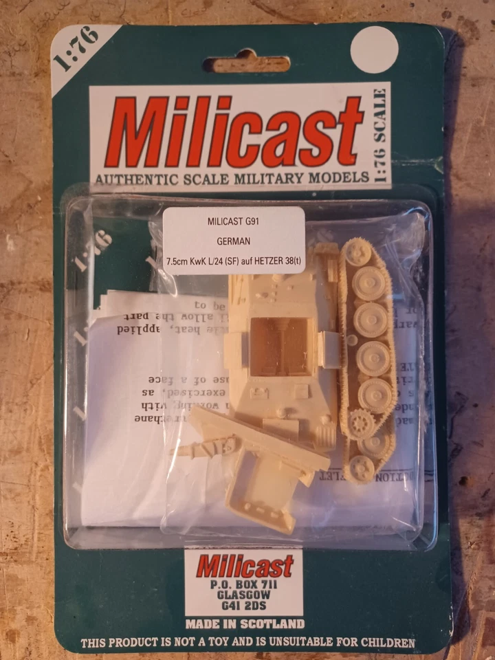MILICAST G91 - 7.5 cm KwK L/24 (Sf) auf Hetzer 38 (t) - resin kit  1:76 - Immagine 1 di 1