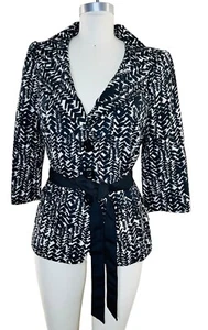 Blazer Classiques intero cotone e seta astratto chevron nero bianco taglia M - Foto 1 di 9