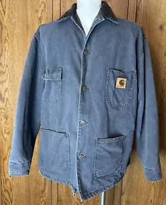 Vintage USA Carhartt C02 PTL Blanket Lined Chore Jacket Petrol Gray XL Regular - Bild 1 von 16