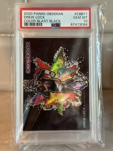 2020 Panini Obsidian Drew Lock Color Blast Black PSA 10 - Picture 1 of 2