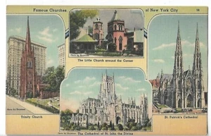 Vintage Postkarte - Berühmte Kirchen von New York City, NY - Bild 1 von 2