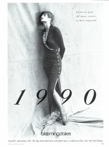 1989 Bloomingdale's Linda Evangelista Karl Lagerfeld Mode 1-seitige MAGAZINANZEIGE - Bild 1 von 1