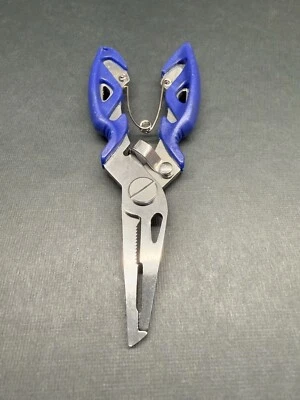 Alicates de pesca azules diseño curvo cargados con resorte Foto 1 de 3
