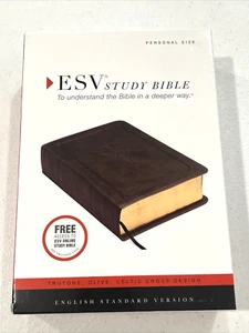 ESV Study Bible Personal Size TruTone Olive Celtic Cross Design - Imagen 1 de 9