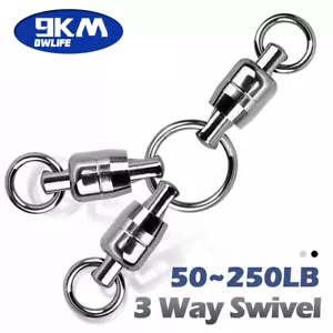 5~15Pcs Three Way Swivel Rig Swivels Stainless Steel Double Ball Bearing Swivels - Picture 1 of 13